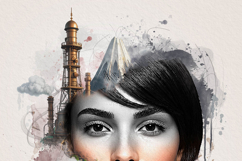 Surreal Steampunk Digital Collage Woman Portrait Art Product Image 8