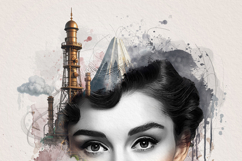 Surreal Steampunk Digital Collage Woman Portrait Art Product Image 10