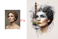 Surreal Steampunk Digital Collage Woman Portrait Art Product Image 3