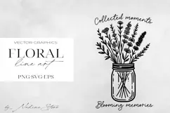 Floral Line Art Clipart | Wildflower SVG, PNG, EPS. Product Image 1