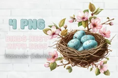Watercolor bird nest, Decorative Nest Clipart Nursery PNG Product Image 1