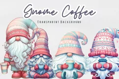 Watercolor gnomes clipart, Coffee gnome pastel Clipart Product Image 1