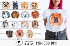 various watercolor dog breed designs for sublimation