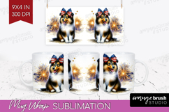 Collie Dog Mug Wrap Patriotic Dog Mug PNG Sublimation Product Image 1