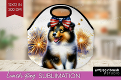 Collie Dog Lunch Bag Patriotic Dog Lunch Bug PNG Sublimation Product Image 1