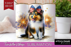 Collie Dog Tumbler Wrap Patriotic Dog Tumbler PNG Product Image 1