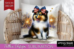 Collie Dog Pillow Sublimation Patriotic Dog Pillow Cover PNG Product Image 1
