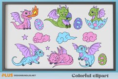 Whimsical Baby Dragon Seamless Pattern & Clipart Bundle SVG Product Image 4