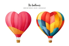 Watercolor colorful heart shape air balloon clipart Product Image 2
