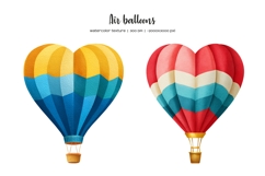 Watercolor colorful heart shape air balloon clipart Product Image 3