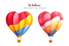 Watercolor colorful heart shape air balloon clipart Product Image 4