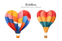 Watercolor colorful heart shape air balloon clipart Product Image 5