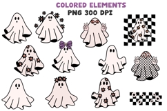 Halloween Retro Groovy PNG Clipart Set Ghosts Pumpkins Product Image 2