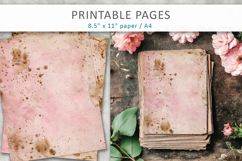 Vintage Coffee Stained Junk Journal, vintage digital paper Product Image 3