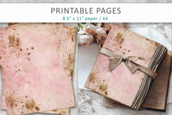 Vintage Coffee Stained Junk Journal, vintage digital paper Product Image 1