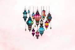 Watercolor Color full Lantern Ramadan Clipart Bundle Product Image 3