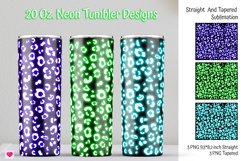 color neon leopard 20 oz skinny tumbler sublimation. blue, green neon tumbler ideas