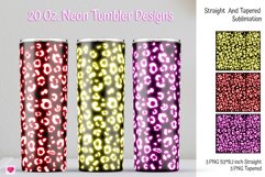 Neon Leopard Skinny Tumbler Sublimation. Yellow Tumbler Wrap Product Image 1
