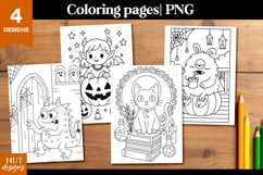 Halloween coloring pages Dragon Ghost Monster Cat printable Product Image 1