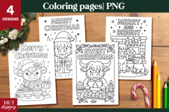 Christmas Highland Cow Coloring Pages for Kids printable Product Image 1