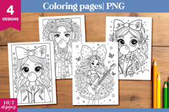 Cute Bubblegum Girl Coloring Pages for kids Spring Coloring Product Image 1