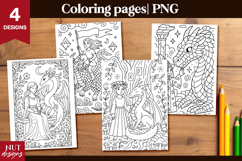 Fantasy Dragon Coloring Pages PNG Product Image 1