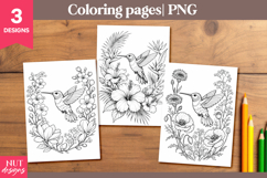 Adult Spring Coloring Pages Hummingbird Flower Coloring page Product Image 1