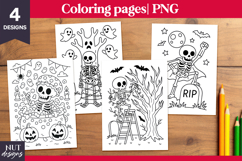 Halloween coloring pages Skeleton color page printable Product Image 1