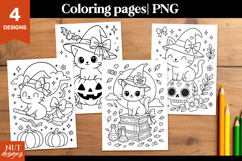 Halloween cat coloring pages Black cat Funny spooky scenes Product Image 1