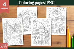Coloring pages for kids Christmas Santa Coloring Pages PNG Product Image 1