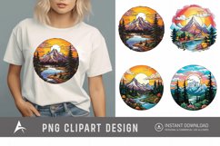 Watercolor Color Serene Mountain Landscape Clipart Product Image 1