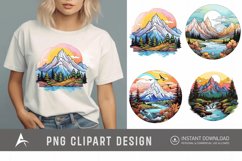 Watercolor Color Serene Mountain Landscape Clipart Product Image 1