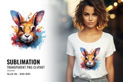 Rabbit Sublimation Clipart Watercolor PNG Design Product Image 1