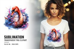 Red Swan Sublimation Clipart Watercolor PNG Design Product Image 1