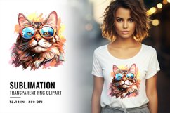 Cat Wearing Sunglasses Sublimation Clipart Product Image 1