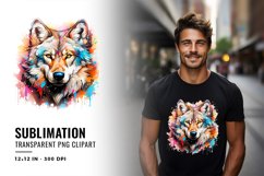 Wolf Sublimation Clipart Watercolor PNG Design Product Image 1