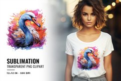 Watercolor Swan Colorful Sublimation PNG Clipart Product Image 1