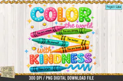 Color the World is a professional design that is available at 300dpi PNG to use for Sublimation, iron-on transfer, DTG Printing and normal printing.