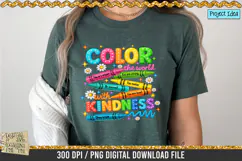 Color the World is a professional design that is available at 300dpi PNG to use for Sublimation, iron-on transfer, DTG Printing and normal printing.