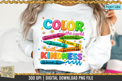 Color the World is a professional design that is available at 300dpi PNG to use for Sublimation, iron-on transfer, DTG Printing and normal printing.