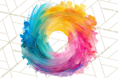 Color Wheel Clipart, Watercolor Paint Splash Art, Bright Png Product Image 2
