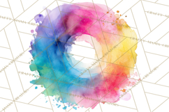 Color Wheel Clipart, Watercolor Paint Splash Art, Bright Png Product Image 4