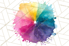 Color Wheel Clipart, Watercolor Paint Splash Art, Bright Png Product Image 2