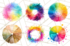 Color Wheel Clipart, Watercolor Paint Splash Art, Bright Png Product Image 8