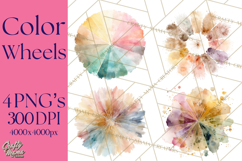 Color Wheel Clipart, Watercolor Paint Splash Art, Bright Png Product Image 1