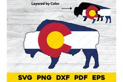 Colorado State Flag Bison Buffalo Design SVG PNG DXF EPS Product Image 1