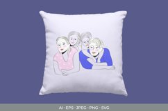 Colored Lovely Family Line Art SVG Product Image 1