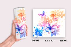 Colored Butterflies Tumbler Wrap Sublimation Design Product Image 2
