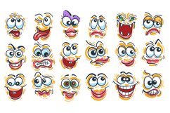 Colored Cartoon Doodle Faces Emotion Collection Product Image 1