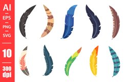 Colored feather clipart Product Image 1